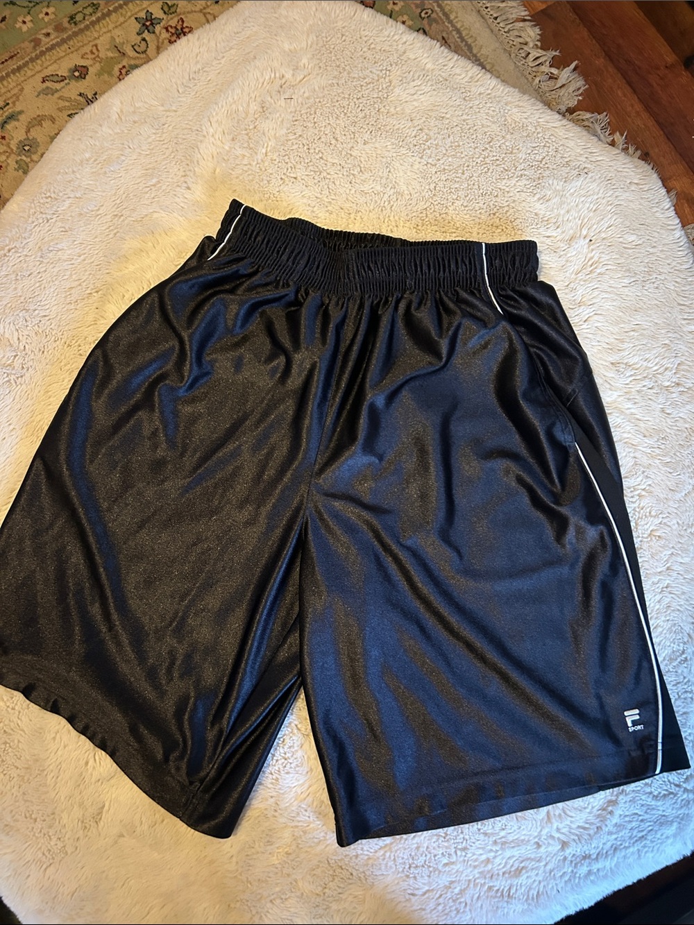 Fila Men's Black Athletic Shorts with Contrast Piping Basketball Sports